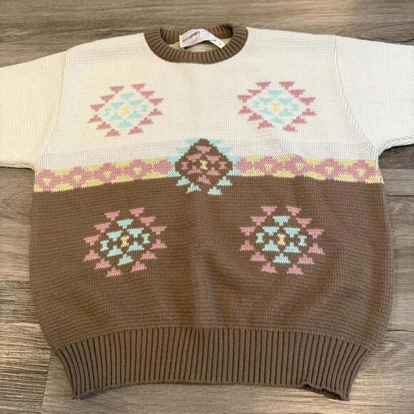 vintage passport international pastel pattern sweater S/M - Picture 3 of 6